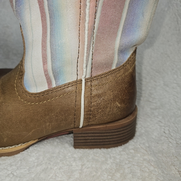 Justin LATTIE WHEAT Womens 6.5B Western Cowboy Boots L2967 Leather Square Toe - Picture 9 of 16